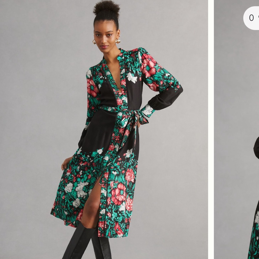 Anthropologie Midi Shirt Dress - Black Motif